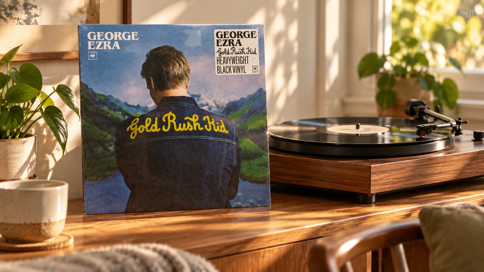 George Ezra Gold Rush Kid LP vinyl in an illustrative listening scene