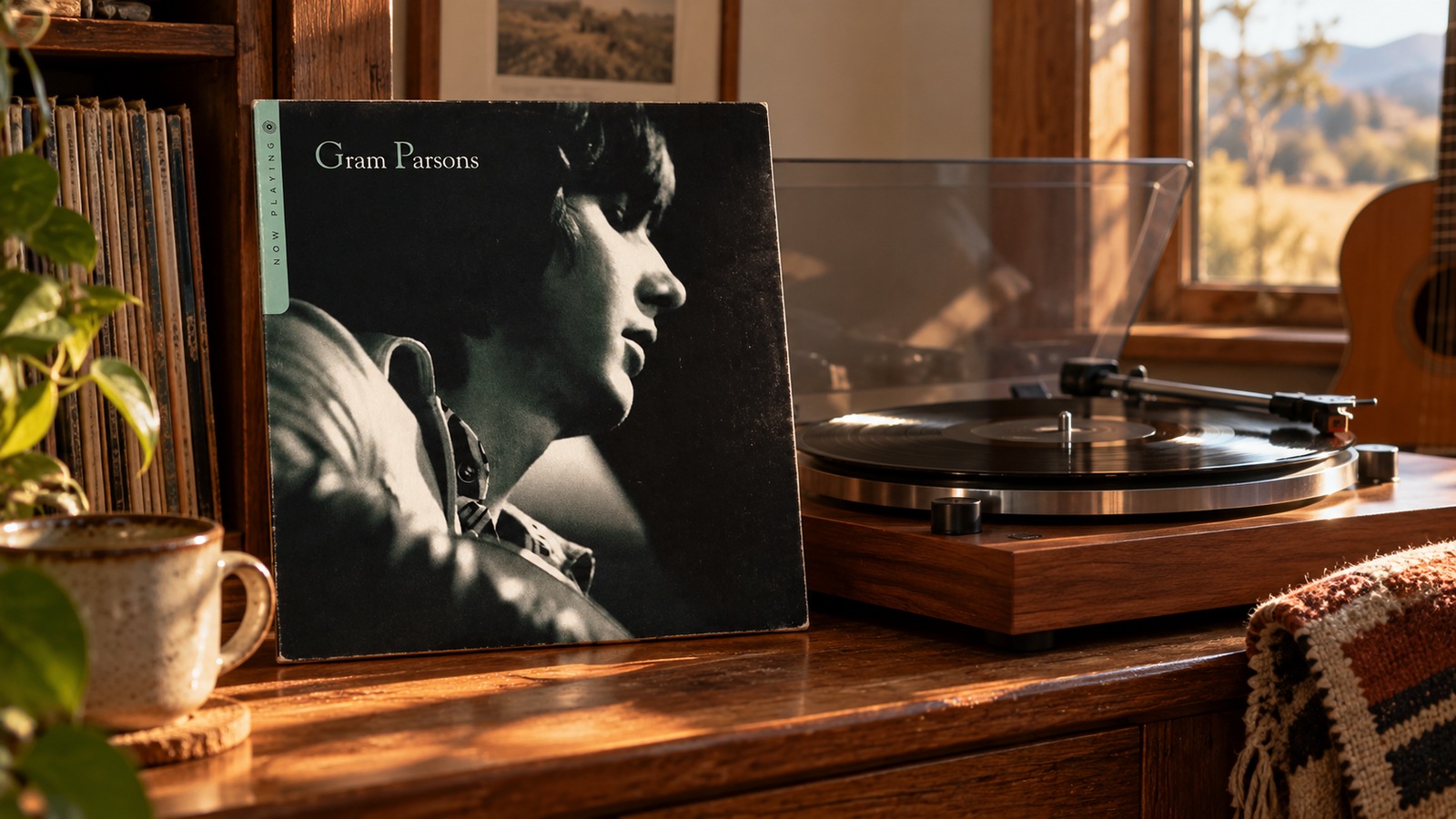 Gram Parsons Now Playing LP vinyl in an illustrative listening scene