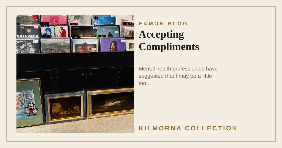 Records and paintings displayed inside The Kilmorna Collection