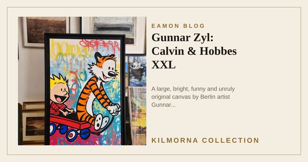 Gunnar Zyl Calvin and Hobbes XXL original canvas framed and displayed at The Kilmorna Collection