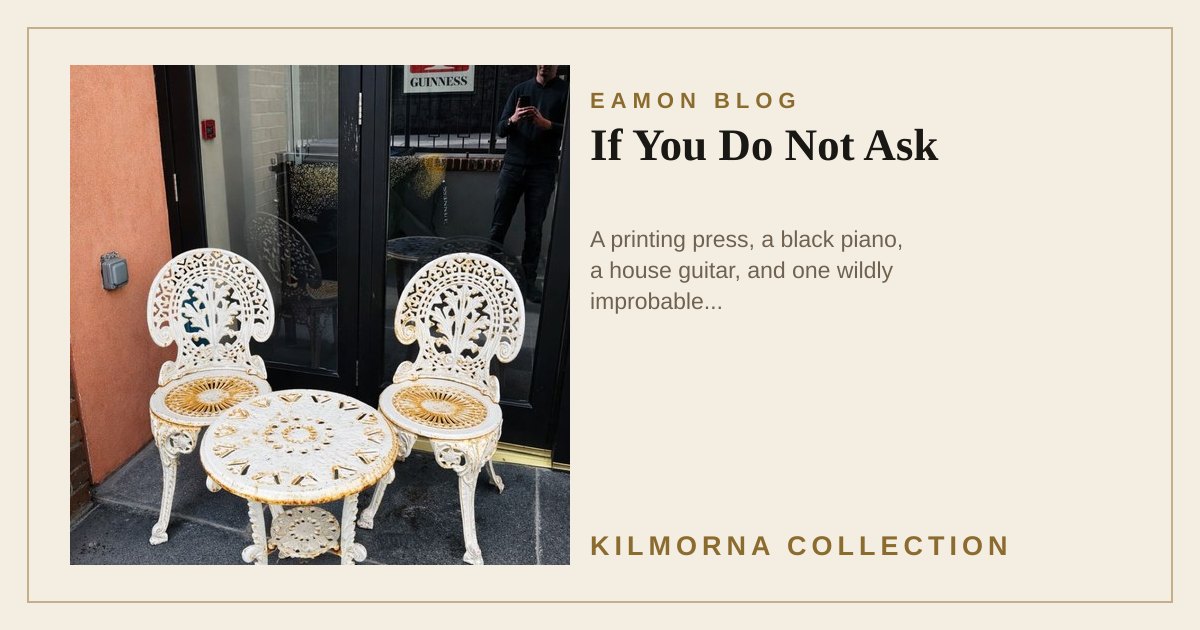 Outdoor seating outside The Kilmorna Collection