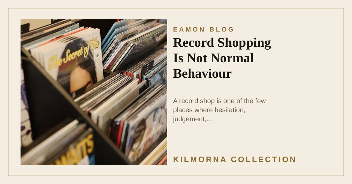 Rows of vinyl records in browsing boxes at The Kilmorna Collection