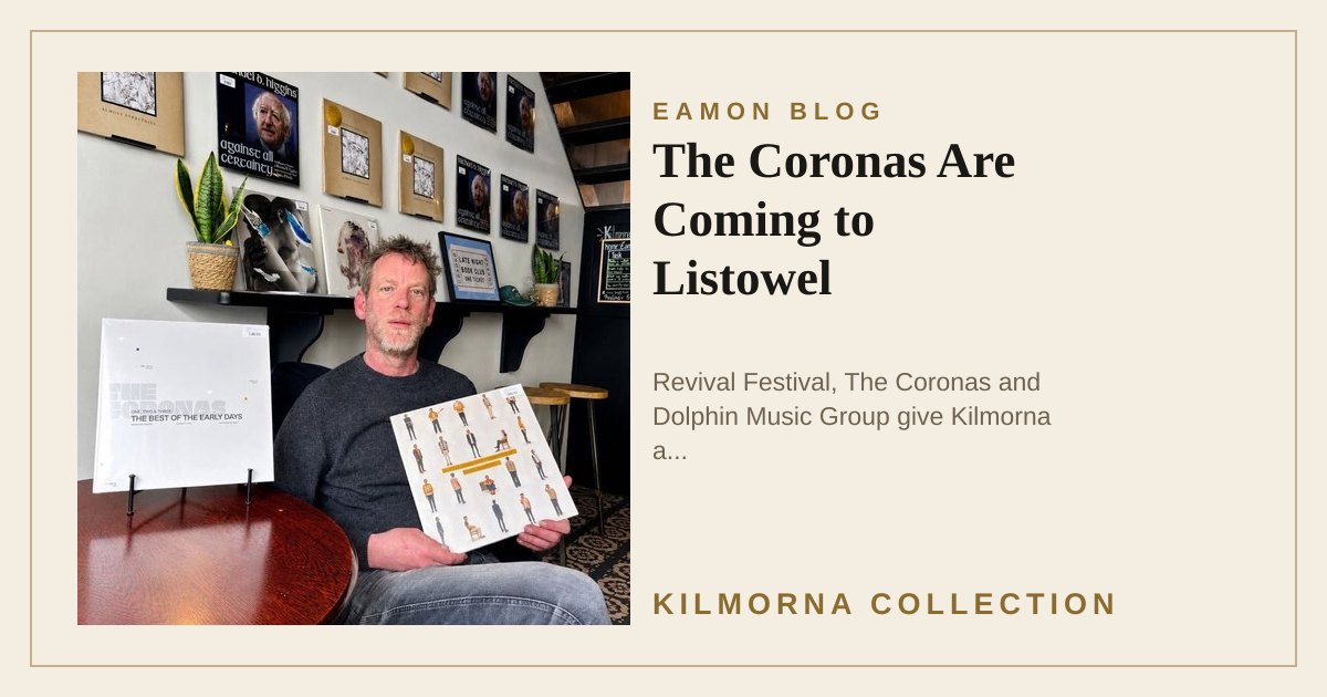 Eamon Lane holding Coronas vinyl records at The Kilmorna Collection
