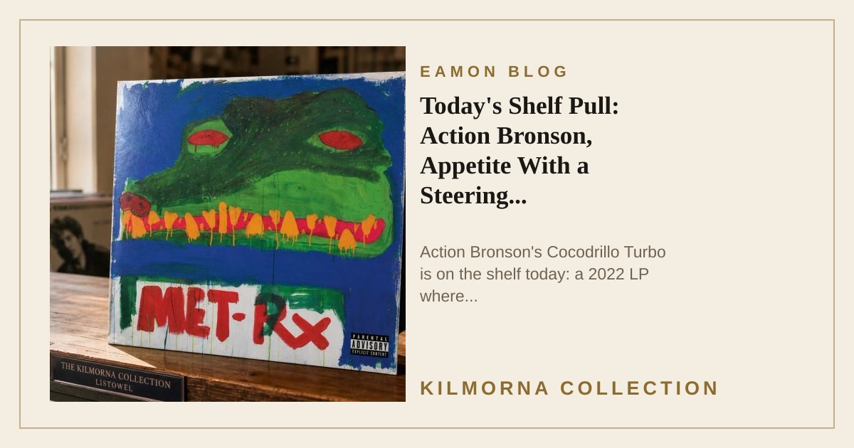 Action Bronson Cocodrillo Turbo vinyl record staged on the Kilmorna record shop counter