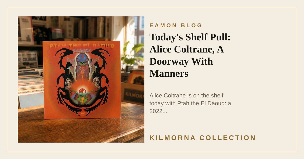 Alice Coltrane Ptah the El Daoud vinyl record staged on the Kilmorna record shop counter