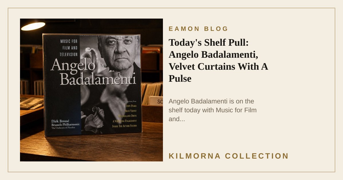 Angelo Badalamenti Music for Film and Television vinyl record staged on the Kilmorna record shop counter