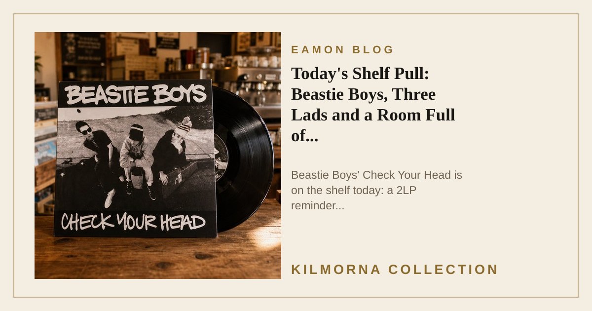 Beastie Boys Check Your Head vinyl record staged on the Kilmorna record shop counter
