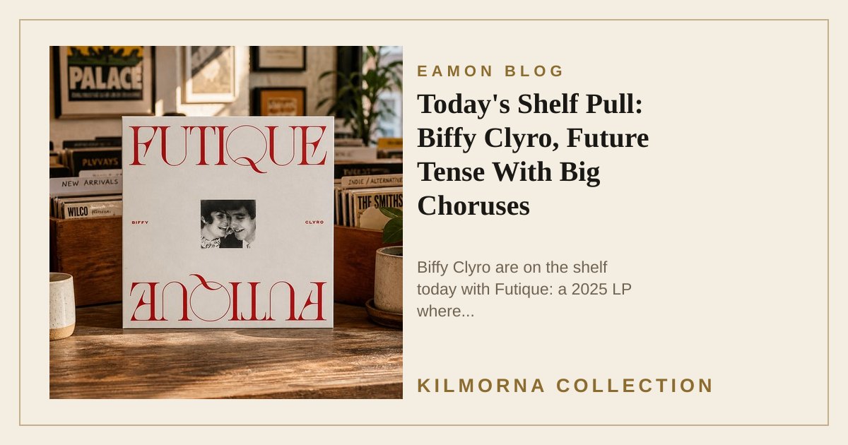 Biffy Clyro Futique vinyl record staged on the Kilmorna record shop counter
