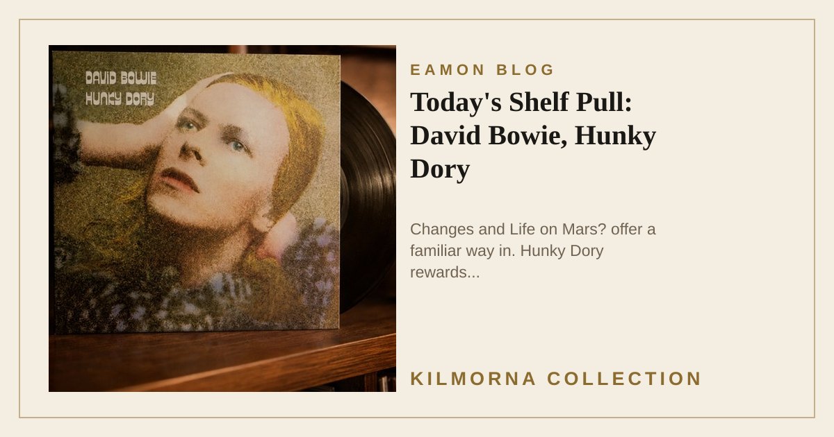 David Bowie Hunky Dory LP vinyl in an illustrative listening scene